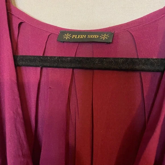 Designer Plein Sud gather rouched stretch flattering SEXY dress 12 L Raspberry - Picture 5 of 7
